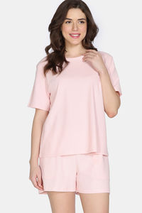 Zivame 2 Mile Fashion Knit Cotton Loungewear Set - Pink Dogwood — thumbnail 3